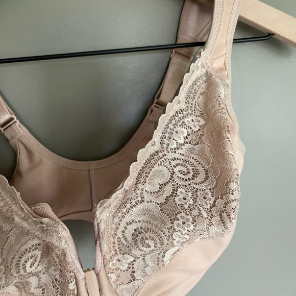 Glamorise Wonderwire Front Closure Bra in Cafe Size 34G Nude‎ Tan Cream Lace - Picture 12 of 16